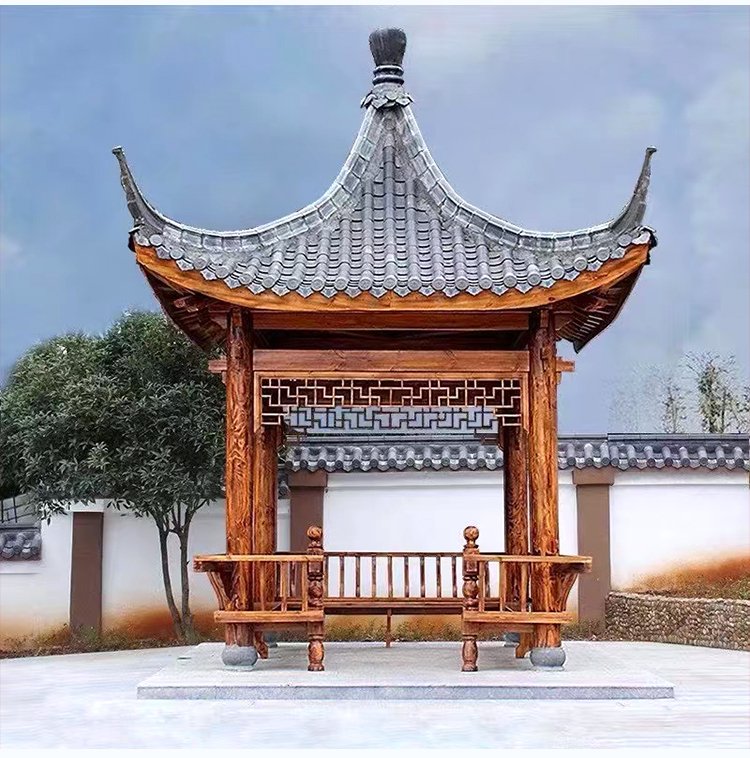 四角涼亭與防腐木亭 傳統園林古建的現代安裝工藝